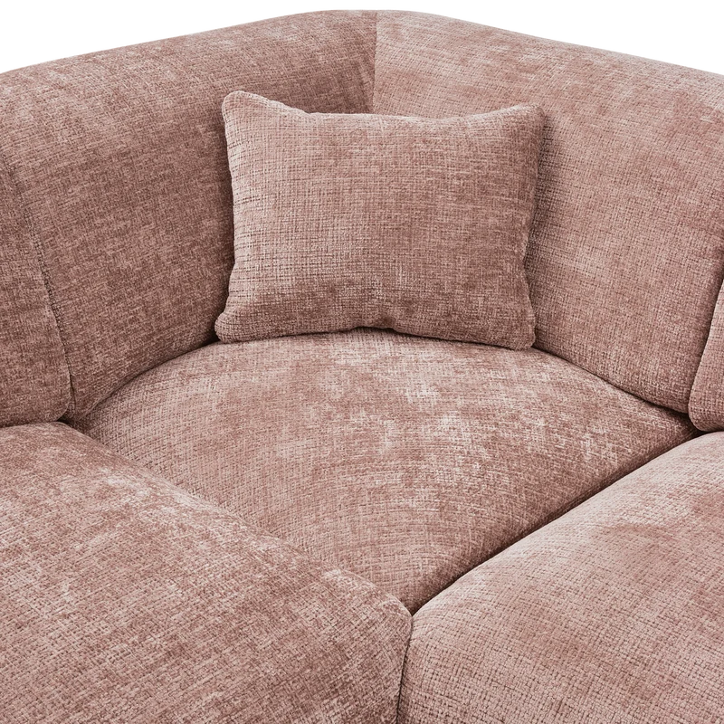 Cloud-Ecksofa links, gewebtes Chenille, taupe/rosa