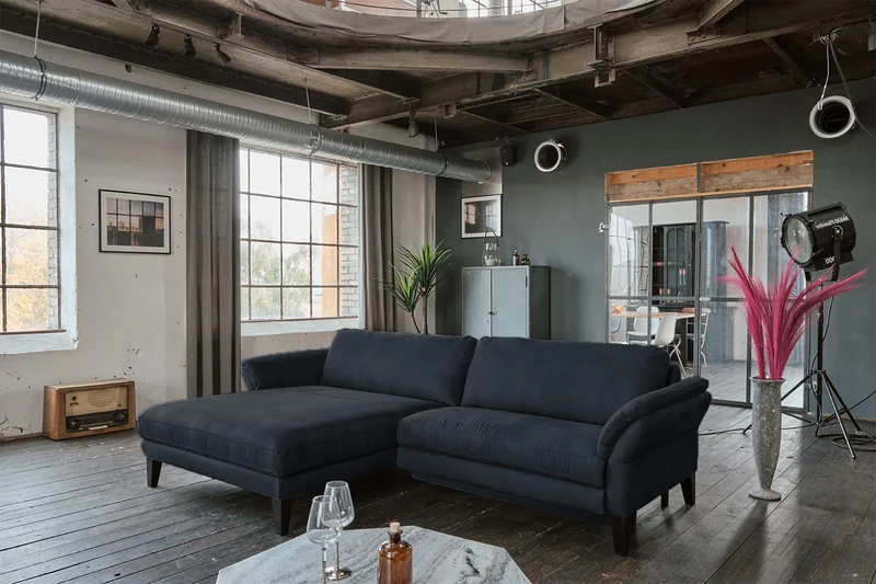 KAWOLA Sofa MALTA Ecksofa Stoff schwarz