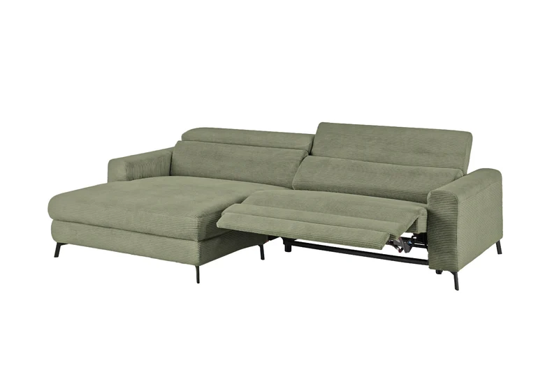 KAWOLA Sofa LAISKA Ecksofa Relaxfunktion teilmotorisch Cord olivgrün