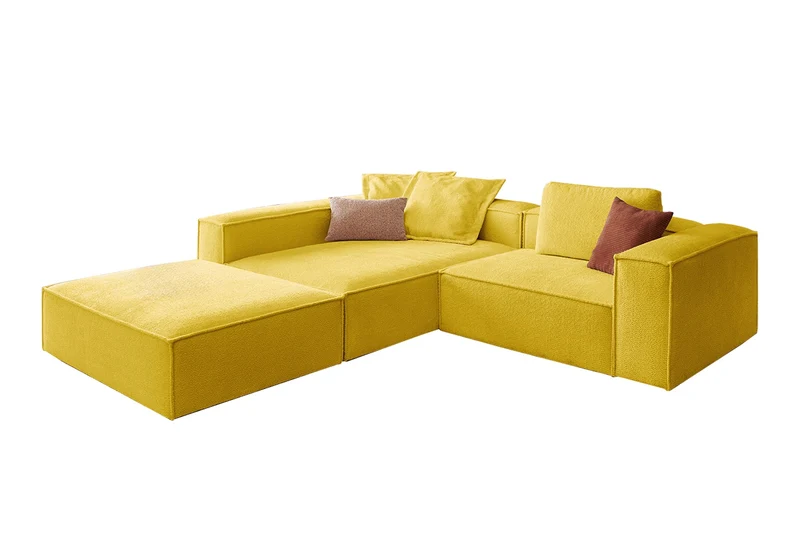 KAWOLA Sofa CARMO Ecksofa Stoff gelb