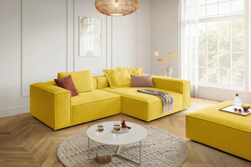 KAWOLA Sofa CARMO Ecksofa Stoff gelb