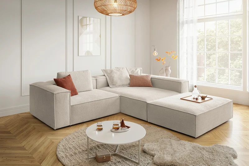 KAWOLA Sofa CARMO Ecksofa Stoff weiß