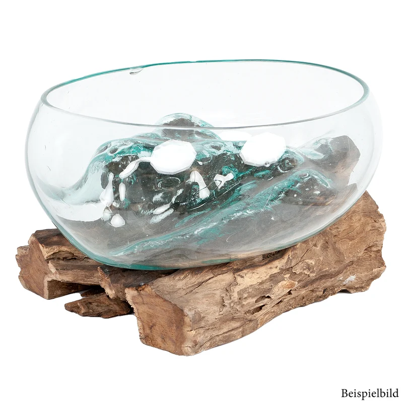 Deko-Glas DROP-8 ca. D35cm Teak Natural Handarbeit Schale