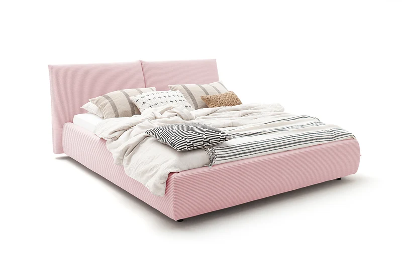 KAWOLA Bett HENRY Polsterbett Cord rosa