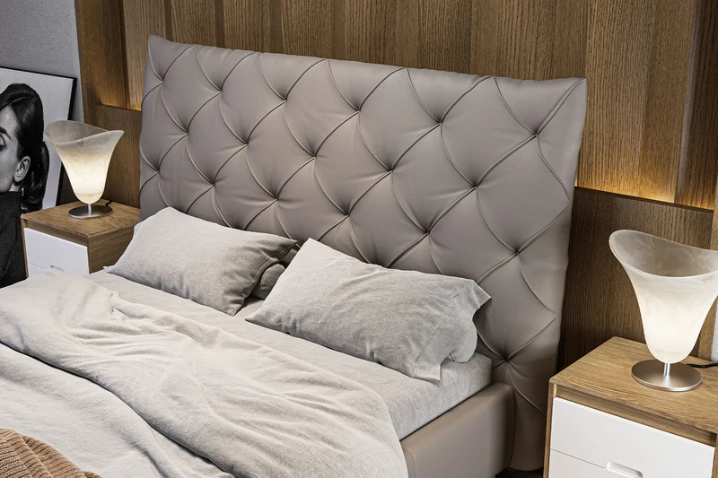 KAWOLA Bett ANNY Polsterbett Leder grau