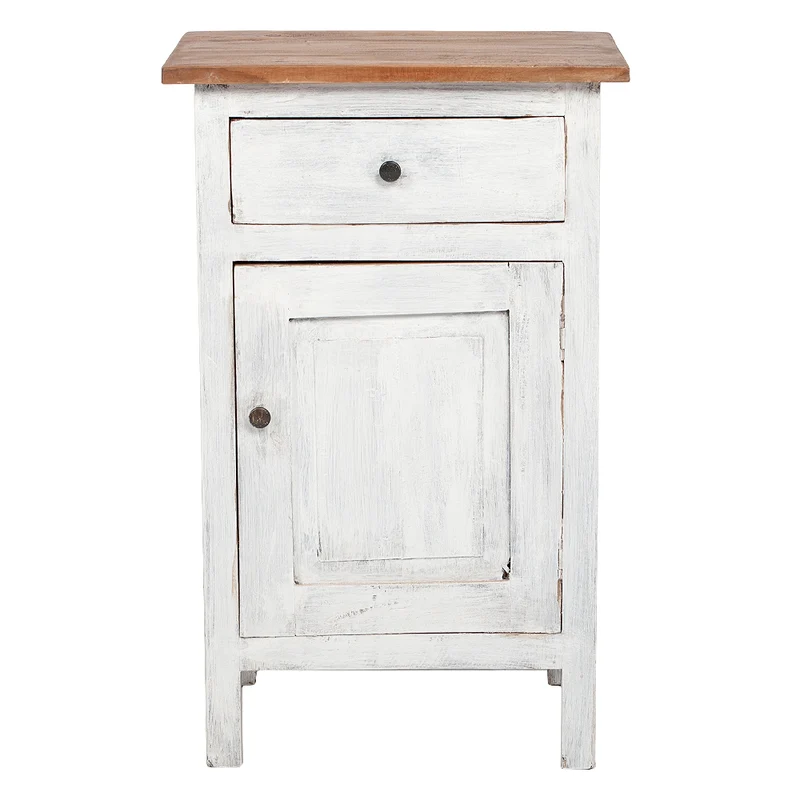 Massivholz Kommode INDO-NEW 80cm White-Brown Mahagony Nachttisch