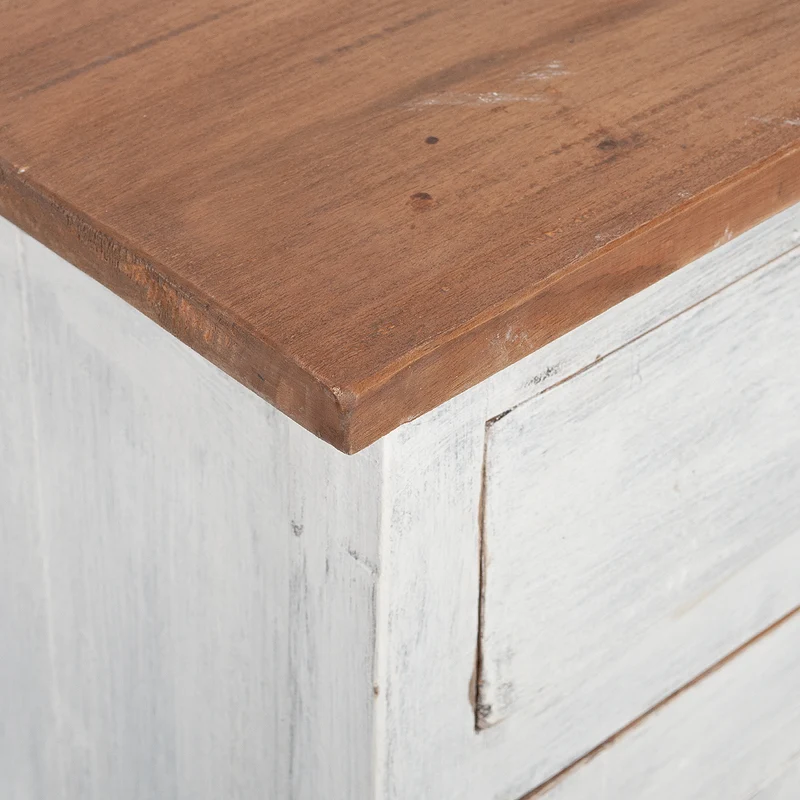Massivholz Kommode INDO-NEW 80cm White-Brown Mahagony Nachttisch