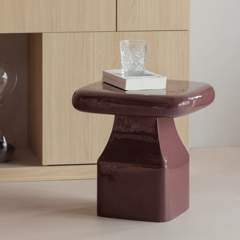 Lova beistelltisch metal hochglanz bordeauxrot