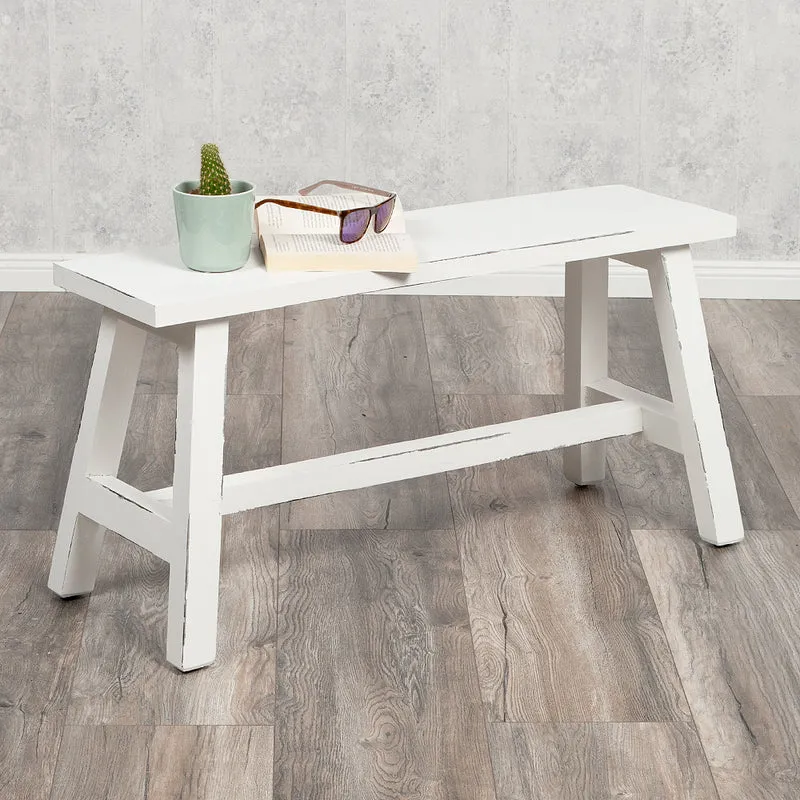 Massivholz Sitzbank RANCH Antik-Weiß Mahagoni ca. L90cm