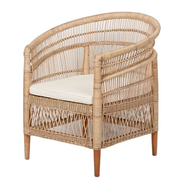 Rattan-Sessel MALAWI Natural inkl. Sitzkissen