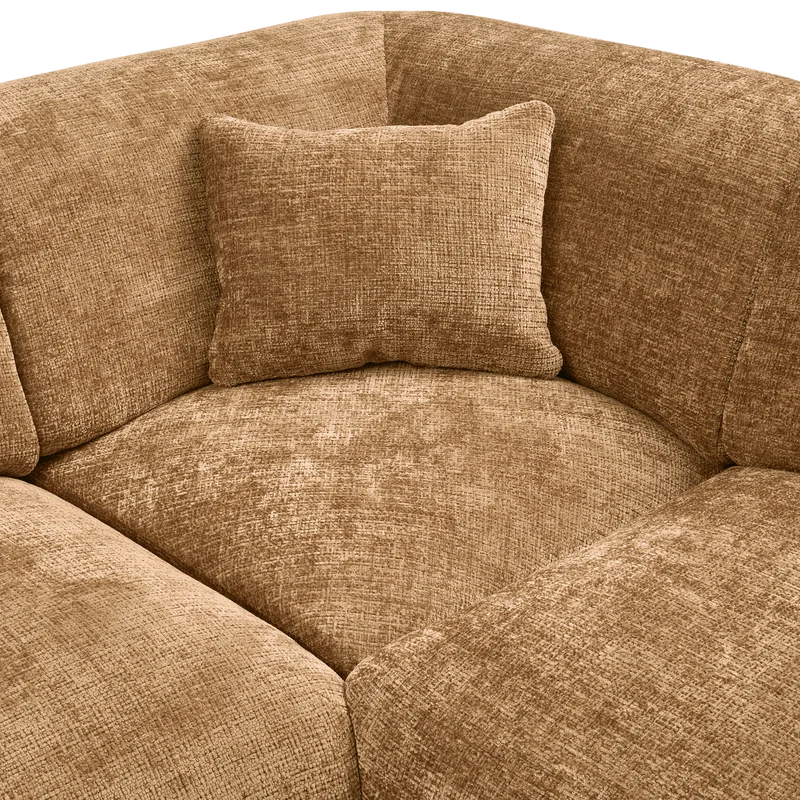 Cloud-Ecksofa rechts, gewebtes Chenille, honiggelb