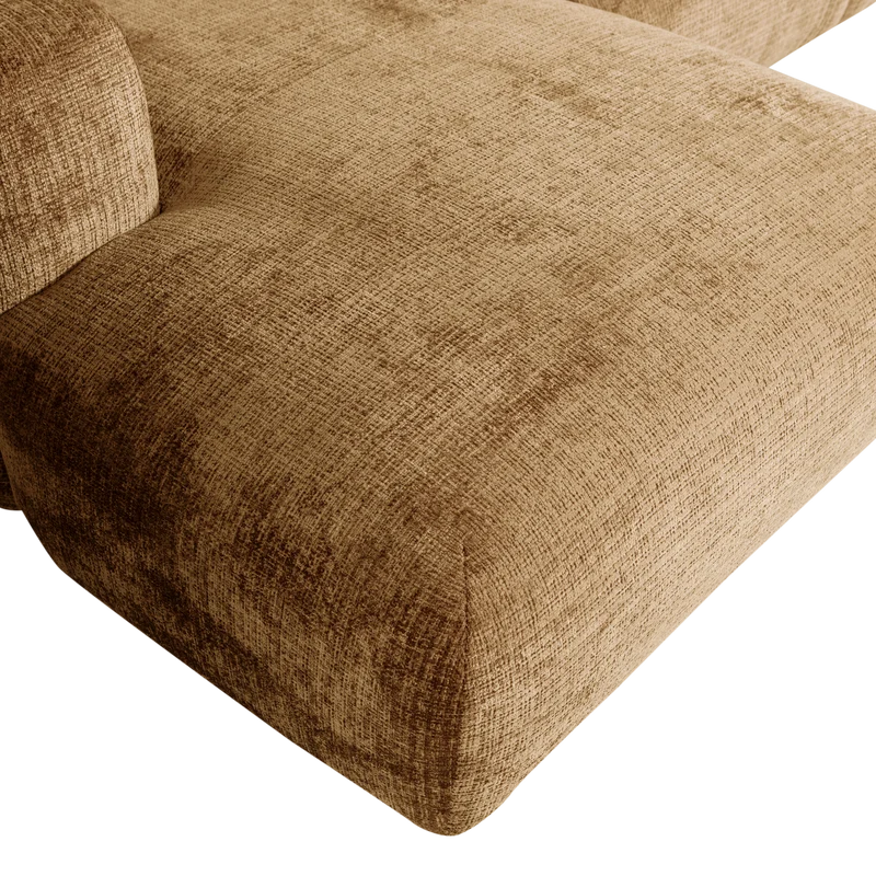 Cloud-Chaiselongue, links, Chenille, honiggelb