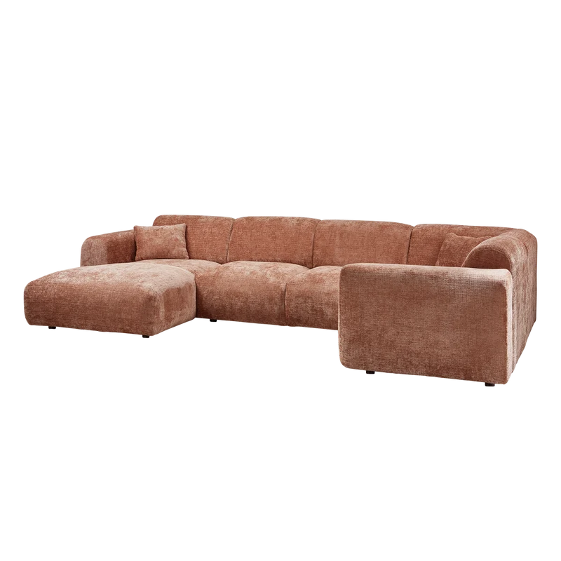 Cloud-Ecksofa rechts, gewebtes Chenille in Terra