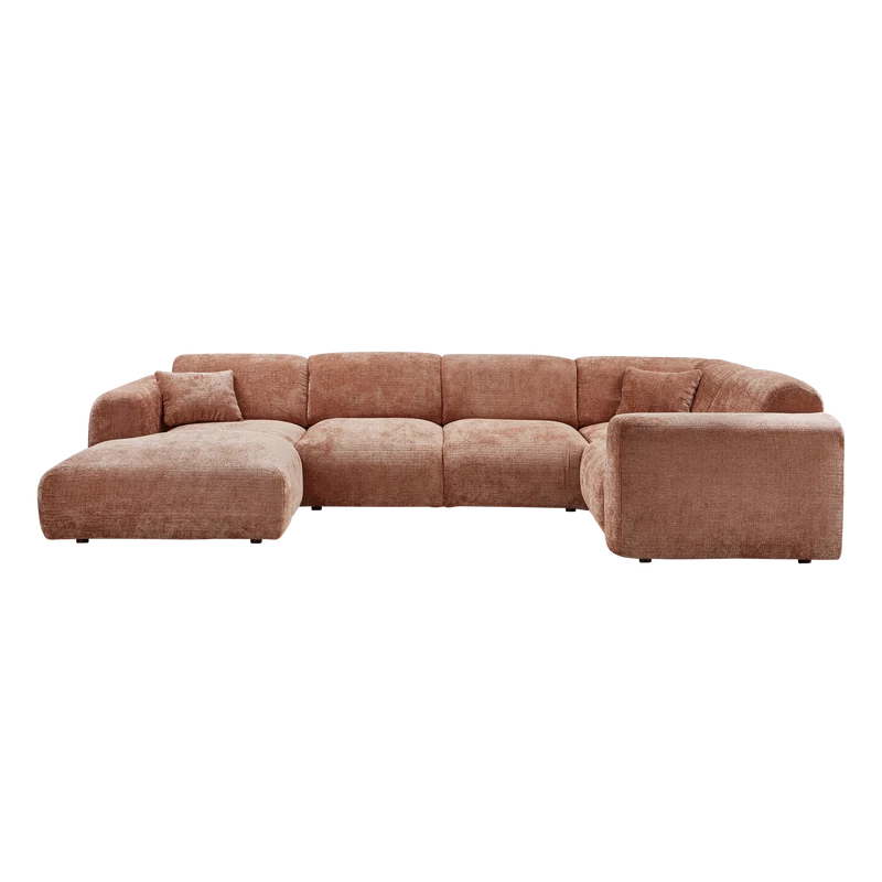 Cloud-Ecksofa rechts, gewebtes Chenille in Terra