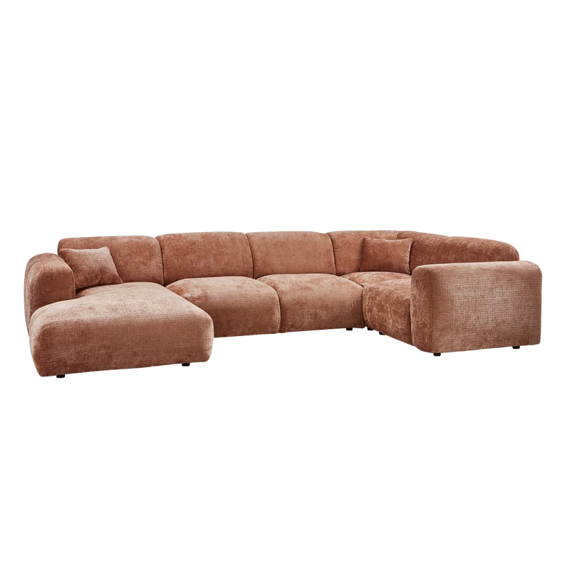 Cloud-Ecksofa rechts, gewebtes Chenille in Terra