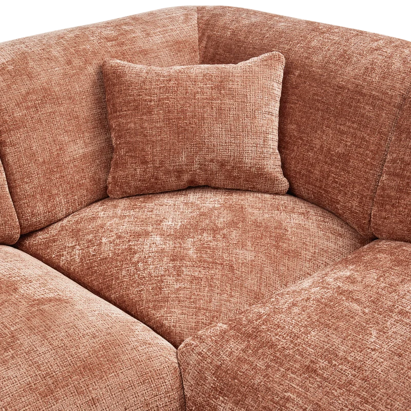 Cloud-Ecksofa rechts, gewebtes Chenille in Terra