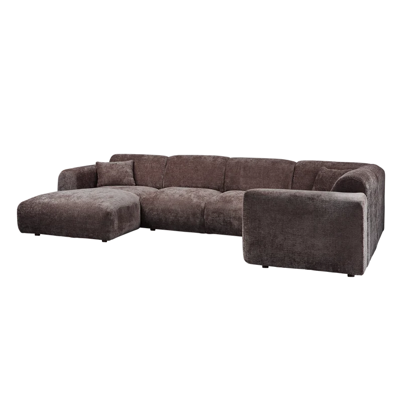 Cloud-Ecksofa rechts, aus gewebtem Chenille, warmes Braun