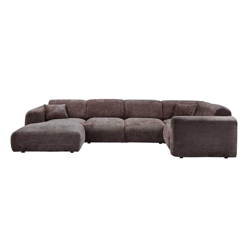 Cloud-Ecksofa rechts, aus gewebtem Chenille, warmes Braun