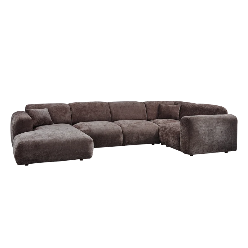 Cloud-Ecksofa rechts, aus gewebtem Chenille, warmes Braun