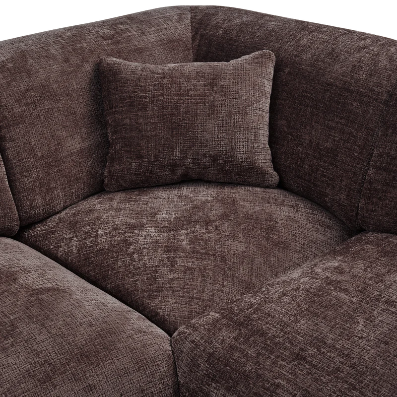 Cloud-Ecksofa rechts, aus gewebtem Chenille, warmes Braun