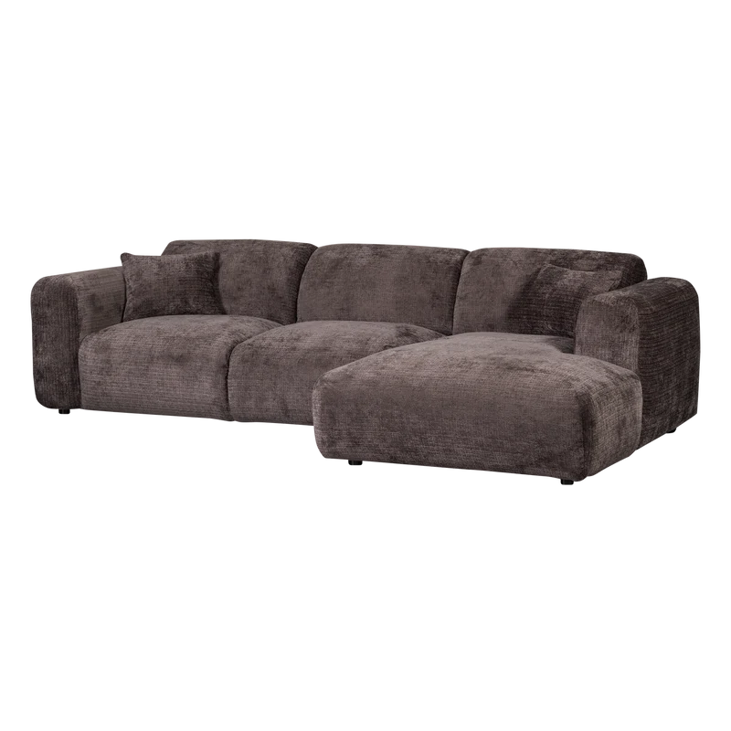 Cloud-Chaiselongue, links, Chenille, warmbraun