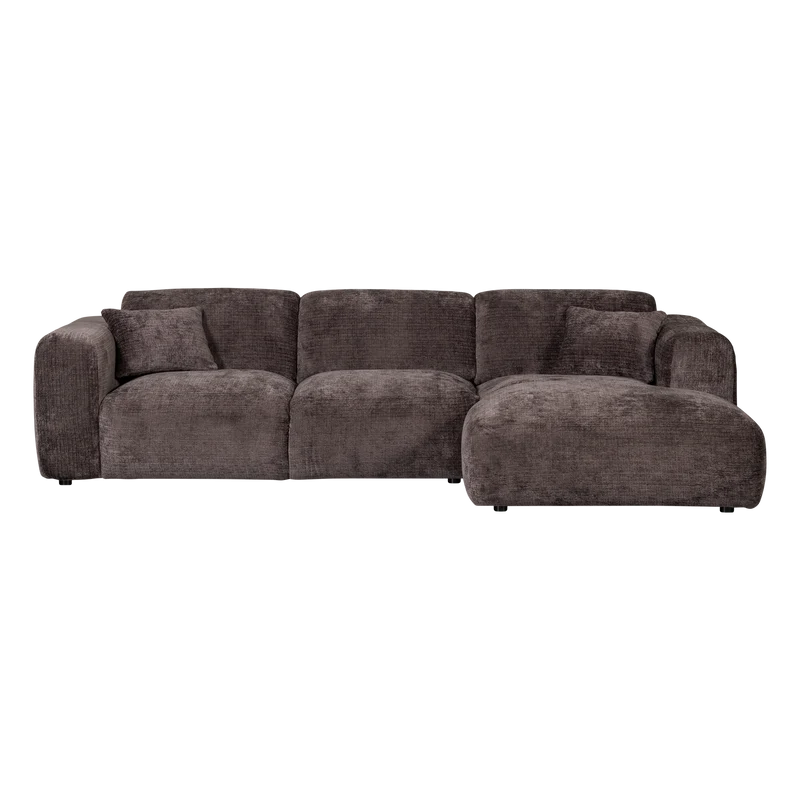 Cloud-Chaiselongue, links, Chenille, warmbraun