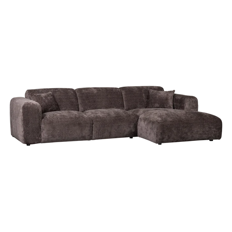 Cloud-Chaiselongue, links, Chenille, warmbraun