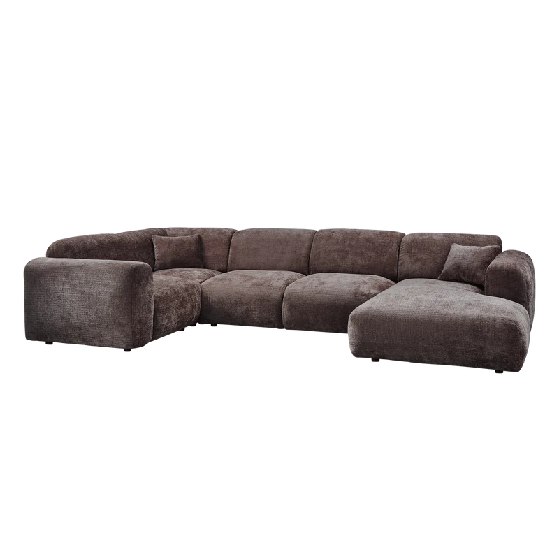 Cloud-Ecksofa, links, aus gewebtem Chenille, warmes Braun