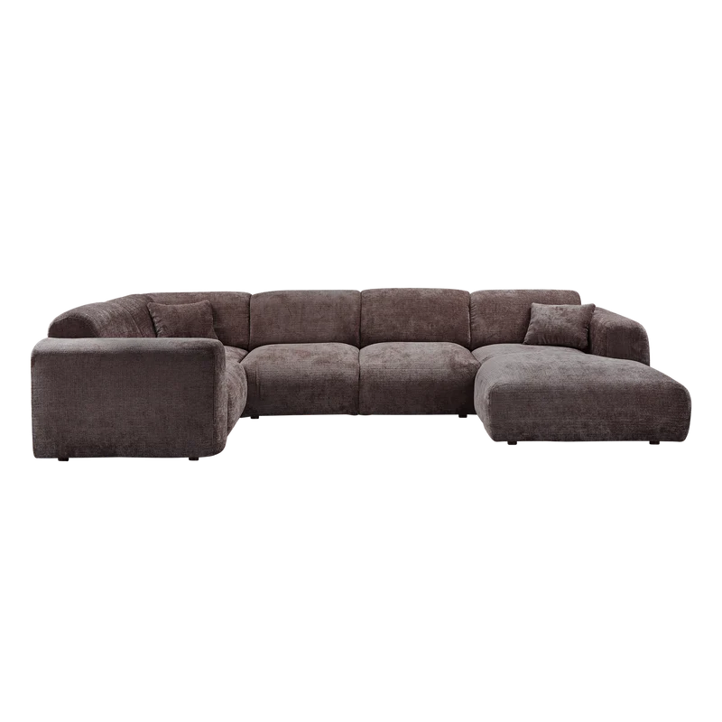 Cloud-Ecksofa, links, aus gewebtem Chenille, warmes Braun