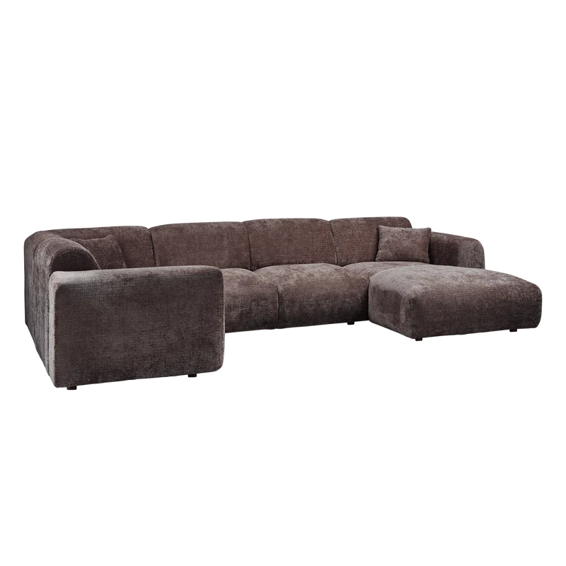 Cloud-Ecksofa, links, aus gewebtem Chenille, warmes Braun