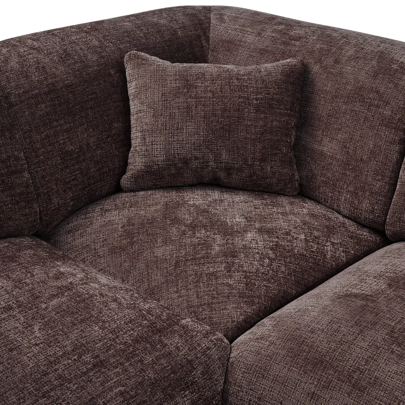 Cloud-Ecksofa, links, aus gewebtem Chenille, warmes Braun