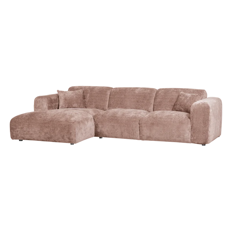Cloud-Chaiselongue, links, Chenille, taupe/rosa
