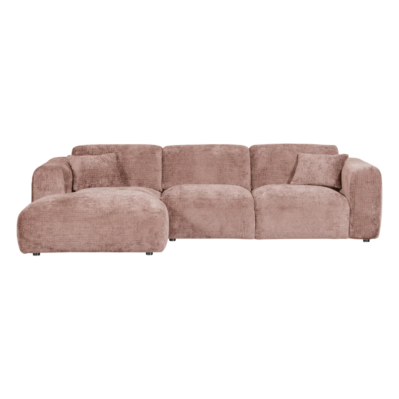 Cloud-Chaiselongue, links, Chenille, taupe/rosa