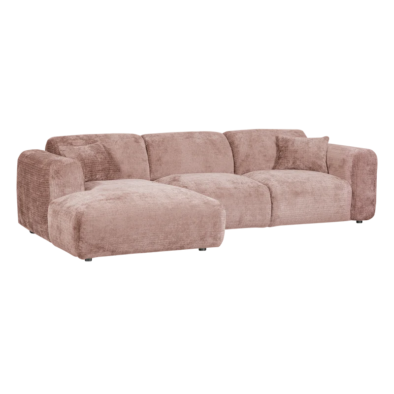 Cloud-Chaiselongue, links, Chenille, taupe/rosa