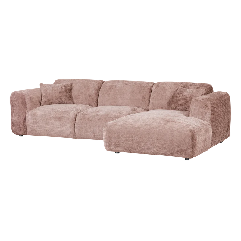 Cloud Chaiselongue, rechts, Chenille, taupe/rosa