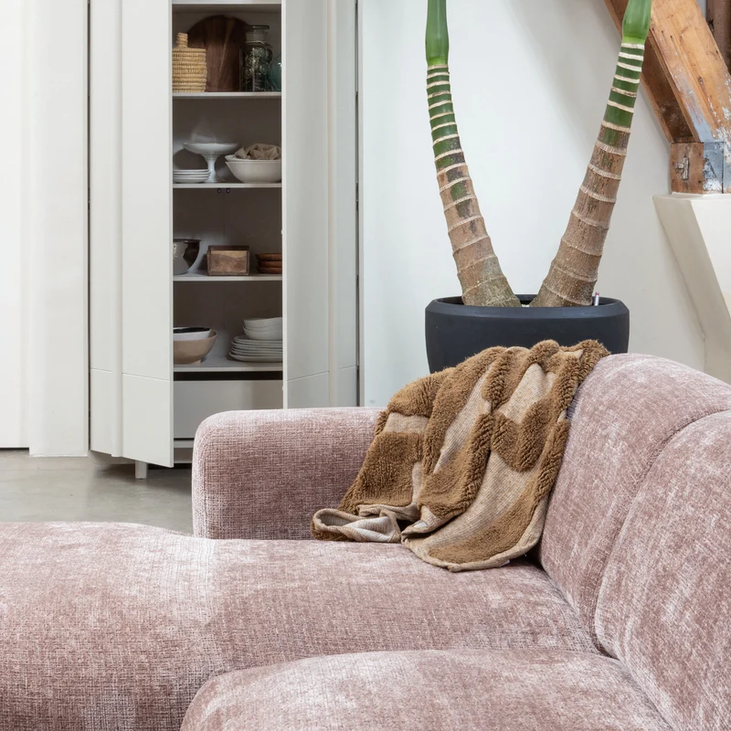 Cloud Chaiselongue, rechts, Chenille, taupe/rosa