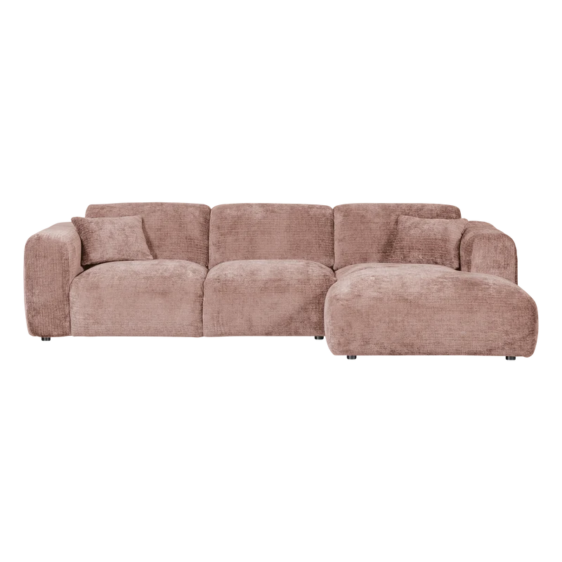 Cloud Chaiselongue, rechts, Chenille, taupe/rosa