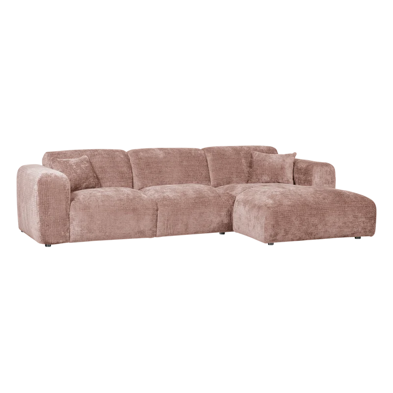 Cloud Chaiselongue, rechts, Chenille, taupe/rosa