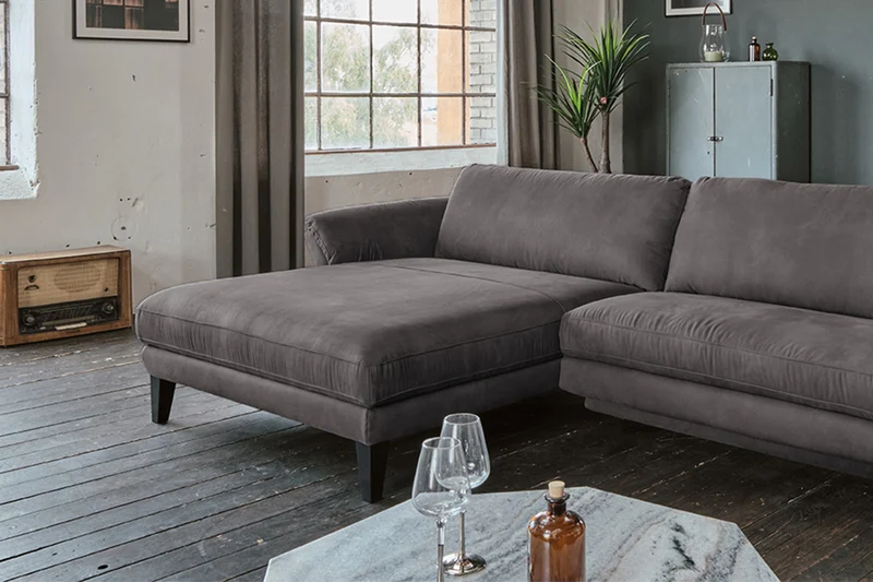 KAWOLA Sofa MALTA Ecksofa Stoff anthrazit