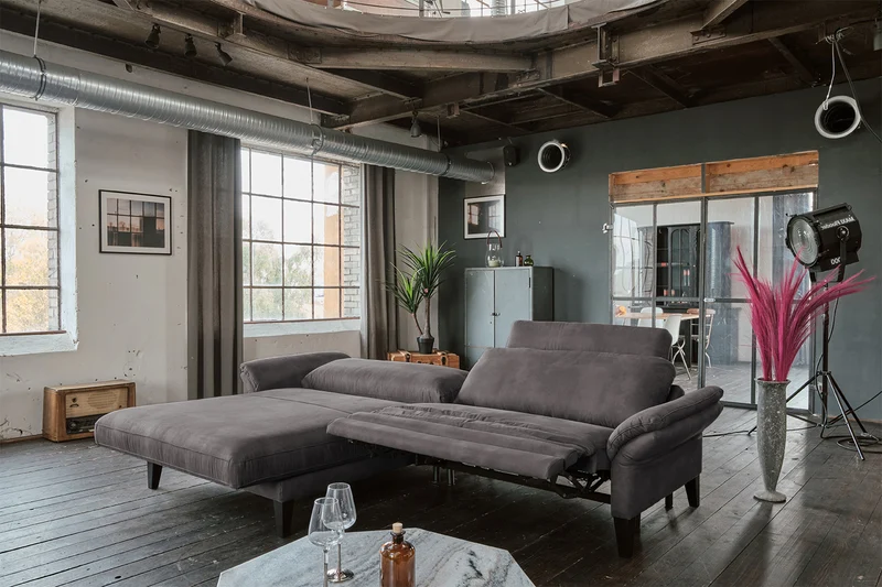 KAWOLA Sofa MALTA Ecksofa Stoff anthrazit