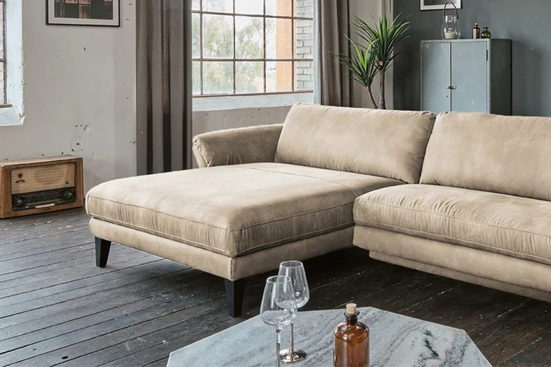 KAWOLA Sofa MALTA Ecksofa Stoff beige