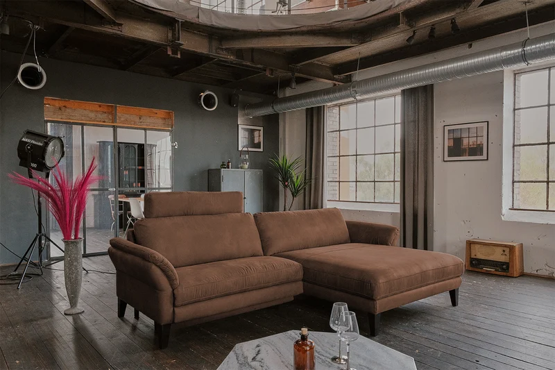 KAWOLA Sofa MALTA Ecksofa Stoff braun