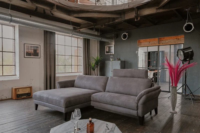 KAWOLA Sofa MALTA Ecksofa Stoff grau