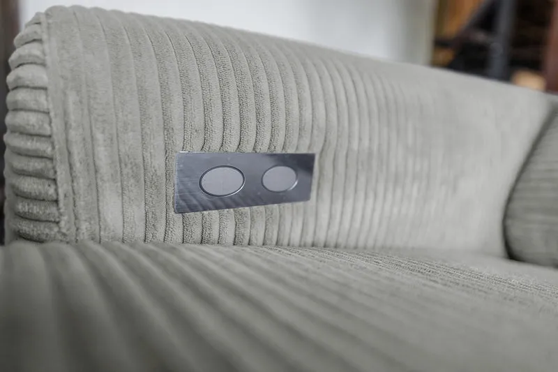 KAWOLA Sofa LAISKA Ecksofa Relaxfunktion teilmotorisch Cord hellgrau