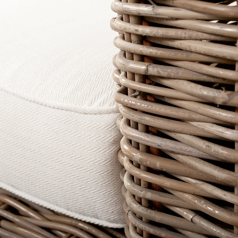 Gemütliches 3-Sitzer Lounge Sofa LIVING Rattan in Grey ca. 200cm