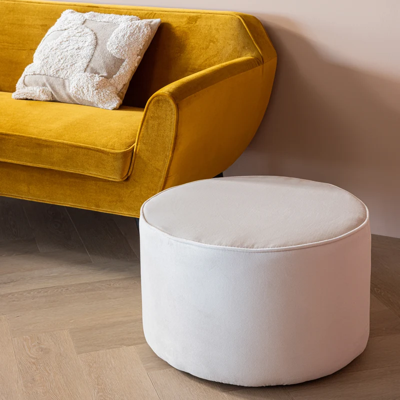 Sara hocker 36xø60 cm niedrig samt off white