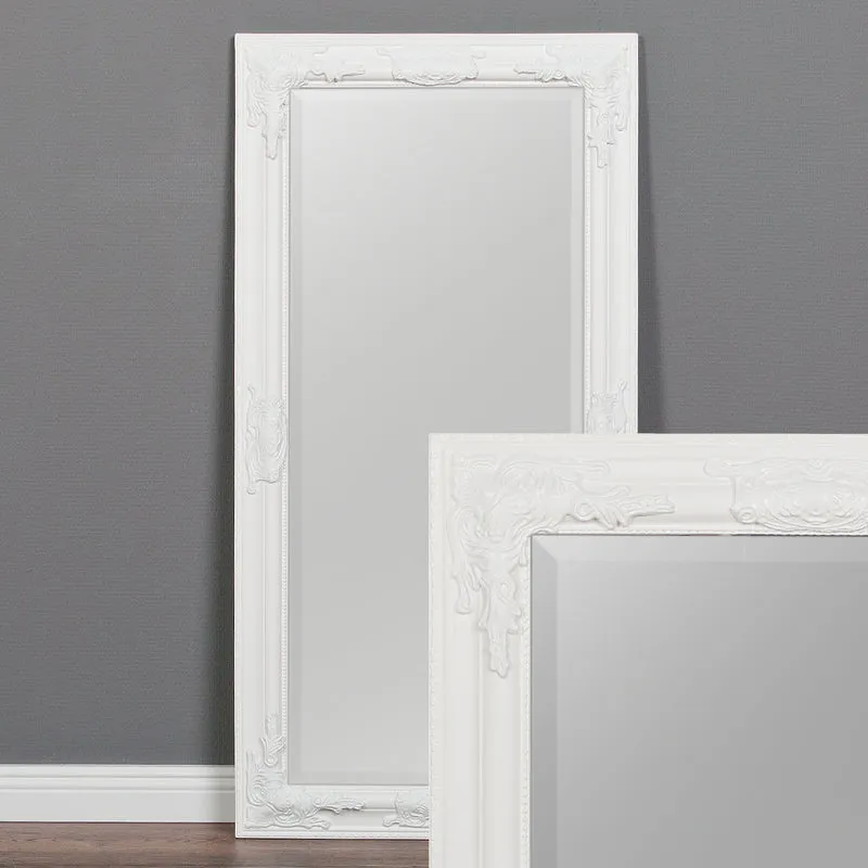 Eleganter Barock Spiegel BESSA 120x60cm weiss Holzrahmen
