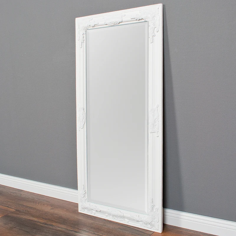 Eleganter Barock Spiegel BESSA 120x60cm weiss Holzrahmen