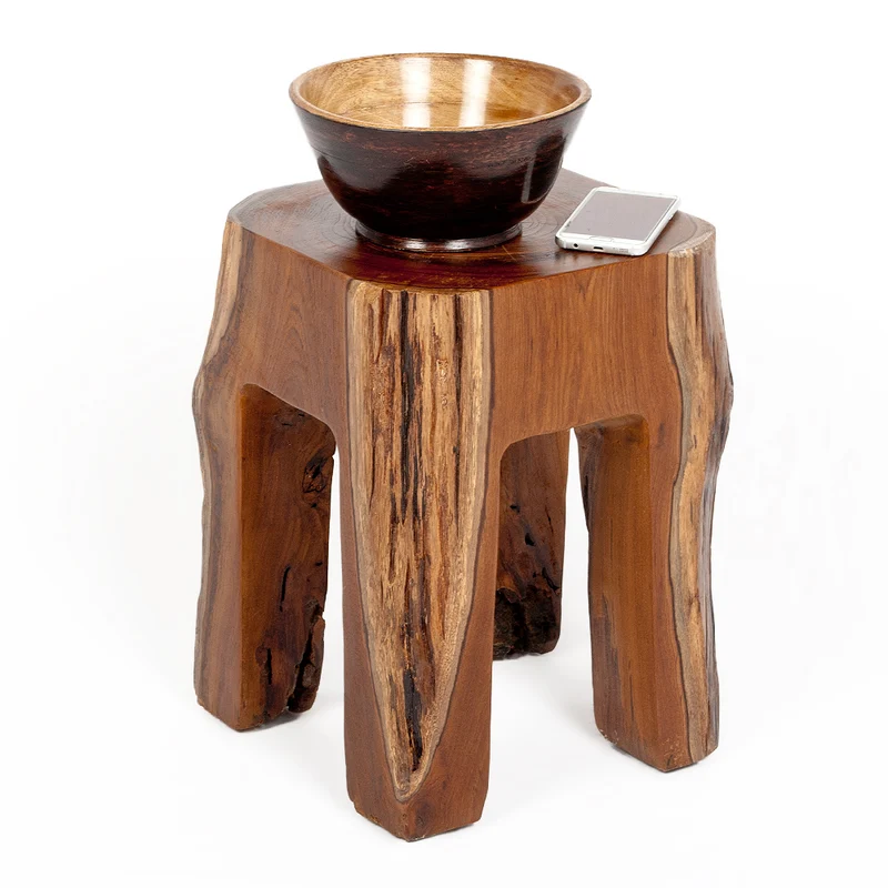 Teak Hocker ZAHN H40cm Beistelltisch Massivholz