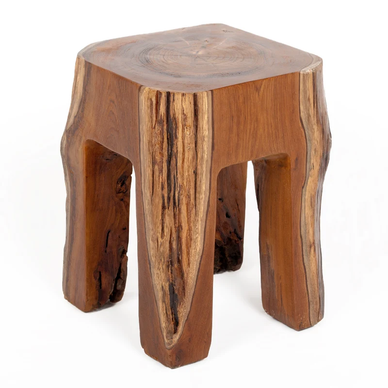 Teak Hocker ZAHN H40cm Beistelltisch Massivholz